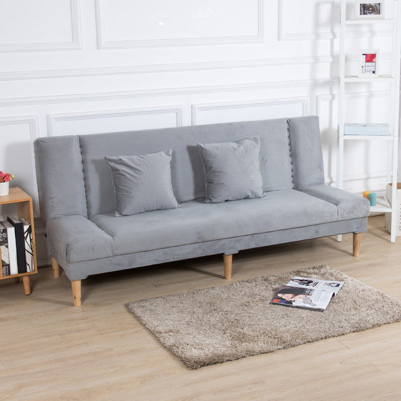 29.53" H Armless Sofa Bed with Tight Back Sofa for Living Room, Apartment Light Gray Suede Clearhalo 'furn' 'furn_sofas' 'Furniture' 'furniture_sofas' 'kitchen' 'kitchen_sofas' 'Living Room Furniture' 'Sofa' 'sofas' 4592514