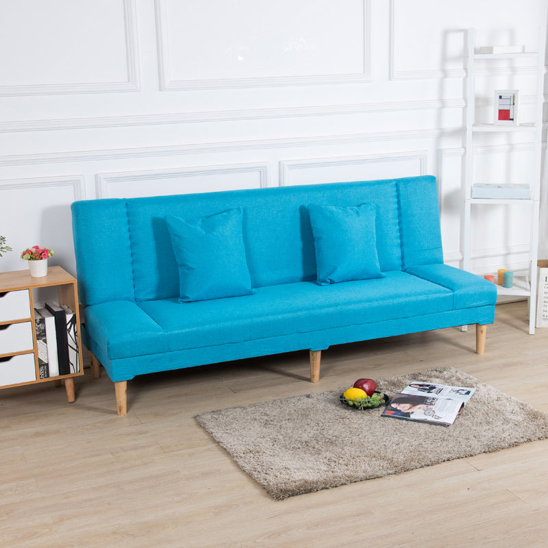 29.53" H Armless Sofa Bed with Tight Back Sofa for Living Room, Apartment Light Blue Suede Clearhalo 'furn' 'furn_sofas' 'Furniture' 'furniture_sofas' 'kitchen' 'kitchen_sofas' 'Living Room Furniture' 'Sofa' 'sofas' 4592522
