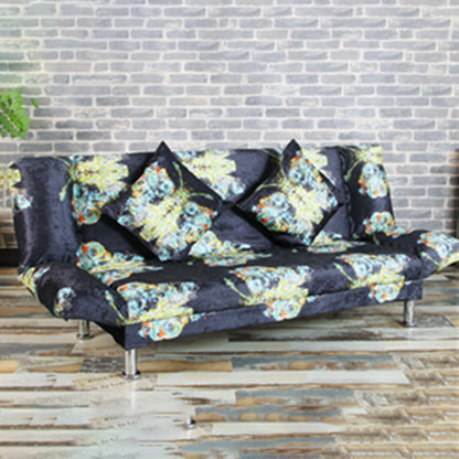 29.53" H Armless Sofa Bed with Tight Back Sofa for Living Room, Apartment Black-Blue-Yellow Suede Clearhalo 'furn' 'furn_sofas' 'Furniture' 'furniture_sofas' 'kitchen' 'kitchen_sofas' 'Living Room Furniture' 'Sofa' 'sofas' 4592529