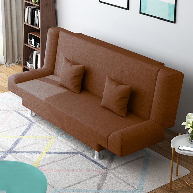 29.53" H Linen Armless Sofa with Tight Back Convertible Sofa for Living Room, Apartment Dark Brown Clearhalo 'furn' 'furn_sofas' 'Furniture' 'furniture_sofas' 'kitchen' 'kitchen_sofas' 'Living Room Furniture' 'Sofa' 'sofas' 4592539