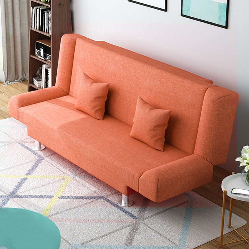 29.53" H Linen Armless Sofa with Tight Back Convertible Sofa for Living Room, Apartment Orange Clearhalo 'furn' 'furn_sofas' 'Furniture' 'furniture_sofas' 'kitchen' 'kitchen_sofas' 'Living Room Furniture' 'Sofa' 'sofas' 4592543