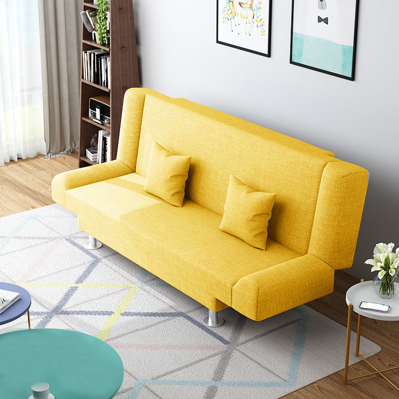 29.53" H Linen Armless Sofa with Tight Back Convertible Sofa for Living Room, Apartment Yellow Clearhalo 'furn' 'furn_sofas' 'Furniture' 'furniture_sofas' 'kitchen' 'kitchen_sofas' 'Living Room Furniture' 'Sofa' 'sofas' 4592547