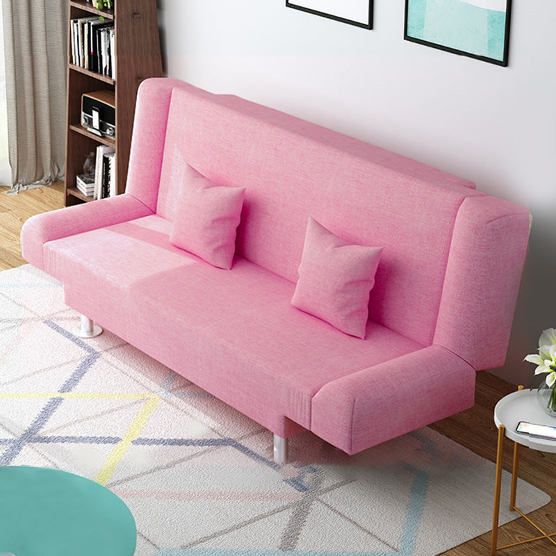 29.53" H Linen Armless Sofa with Tight Back Convertible Sofa for Living Room, Apartment Pink Clearhalo 'furn' 'furn_sofas' 'Furniture' 'furniture_sofas' 'kitchen' 'kitchen_sofas' 'Living Room Furniture' 'Sofa' 'sofas' 4592548