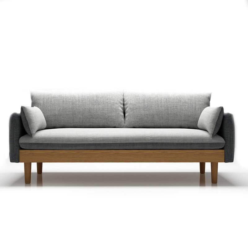 Loose Back Linen Square Arm Transitional Modern Settee with slipcovered 78.7"L x 29.5"W x 29.5"H Dark Gray-White Latex Clearhalo 'furn' 'furn_sofas' 'Furniture' 'furniture_sofas' 'kitchen' 'kitchen_sofas' 'Living Room Furniture' 'Sofa' 'sofas' 4592575