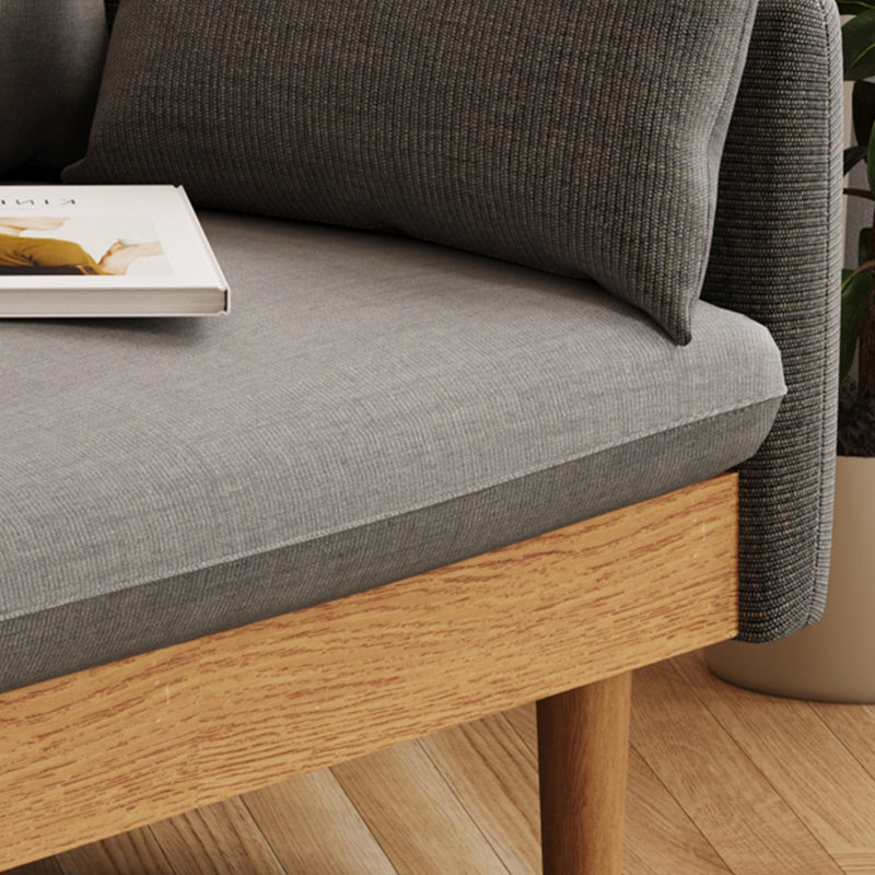 Loose Back Linen Square Arm Transitional Modern Settee with slipcovered Clearhalo 'furn' 'furn_sofas' 'Furniture' 'furniture_sofas' 'kitchen' 'kitchen_sofas' 'Living Room Furniture' 'Sofa' 'sofas' 4592578