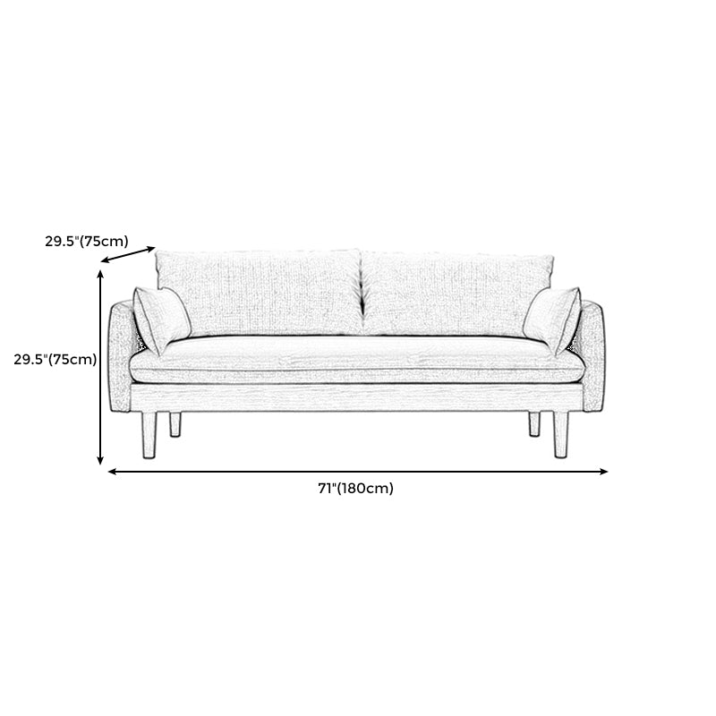 Loose Back Linen Square Arm Transitional Modern Settee with slipcovered Clearhalo 'furn' 'furn_sofas' 'Furniture' 'furniture_sofas' 'kitchen' 'kitchen_sofas' 'Living Room Furniture' 'Sofa' 'sofas' 4592583