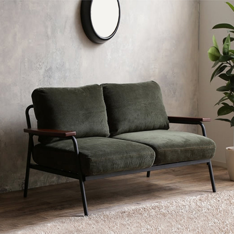 Loose Back Square Arm Classic Industrial Settee for Apartment and Living Room 51"L x 27.5"W x 31.5"H Green Corduroy Clearhalo 'furn' 'furn_sofas' 'Furniture' 'furniture_sofas' 'kitchen' 'kitchen_sofas' 'Living Room Furniture' 'Sofa' 'sofas' 4592588
