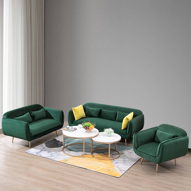 Velvet Modern Standard Tight Back Sofa 30"W Square Arm with Bolster Pillows Clearhalo 'furn' 'furn_sofas' 'Furniture' 'furniture_sofas' 'kitchen' 'kitchen_sofas' 'Living Room Furniture' 'Sofa' 'sofas' 4595845