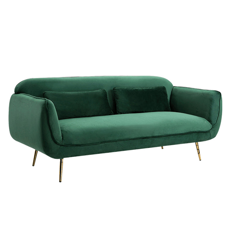 Velvet Modern Standard Tight Back Sofa 30"W Square Arm with Bolster Pillows 82.5"L x 31.5"W x 31.5"H Blackish Green Clearhalo 'furn' 'furn_sofas' 'Furniture' 'furniture_sofas' 'kitchen' 'kitchen_sofas' 'Living Room Furniture' 'Sofa' 'sofas' 4595856