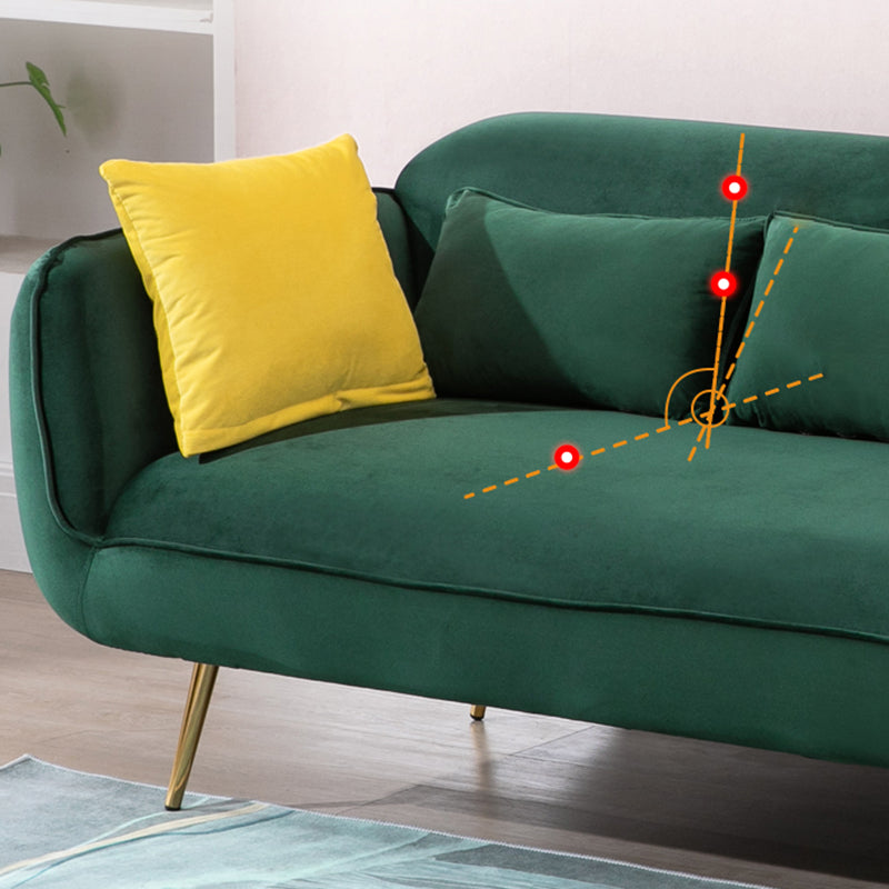 Velvet Modern Standard Tight Back Sofa 30"W Square Arm with Bolster Pillows Clearhalo 'furn' 'furn_sofas' 'Furniture' 'furniture_sofas' 'kitchen' 'kitchen_sofas' 'Living Room Furniture' 'Sofa' 'sofas' 4595857