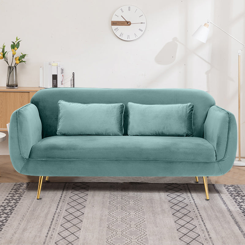 Velvet Modern Standard Tight Back Sofa 30"W Square Arm with Bolster Pillows Mint Green Clearhalo 'furn' 'furn_sofas' 'Furniture' 'furniture_sofas' 'kitchen' 'kitchen_sofas' 'Living Room Furniture' 'Sofa' 'sofas' 4595860