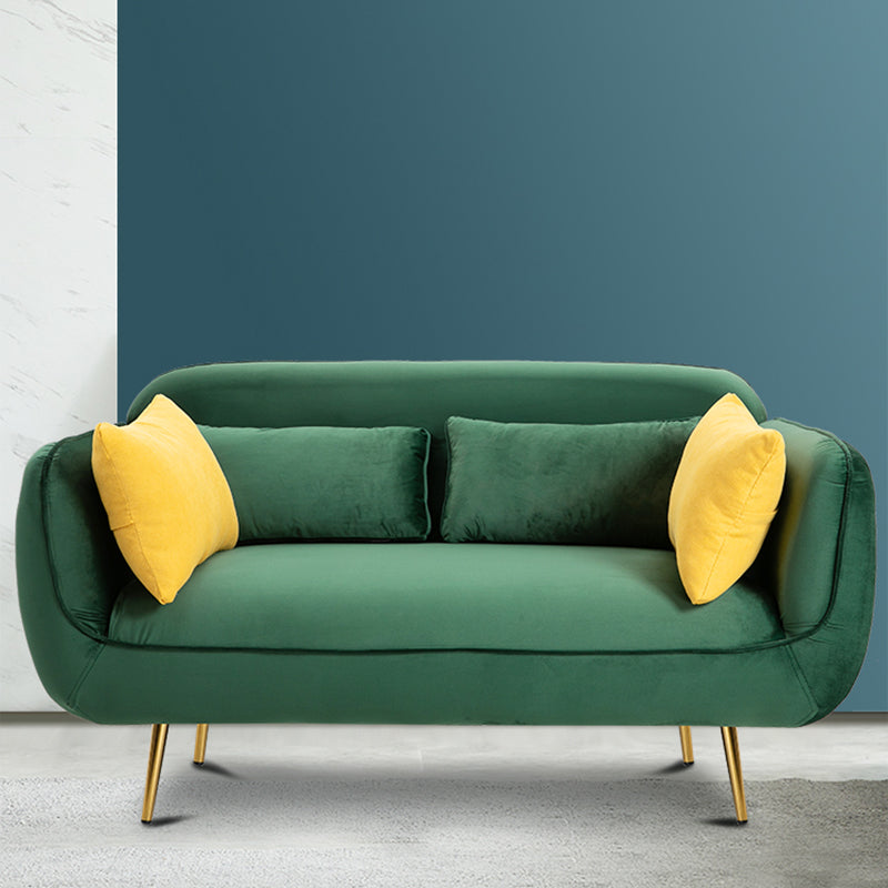 Velvet Modern Standard Tight Back Sofa 30"W Square Arm with Bolster Pillows 63"L x 31"W x 31"H Blackish Green Clearhalo 'furn' 'furn_sofas' 'Furniture' 'furniture_sofas' 'kitchen' 'kitchen_sofas' 'Living Room Furniture' 'Sofa' 'sofas' 4595864
