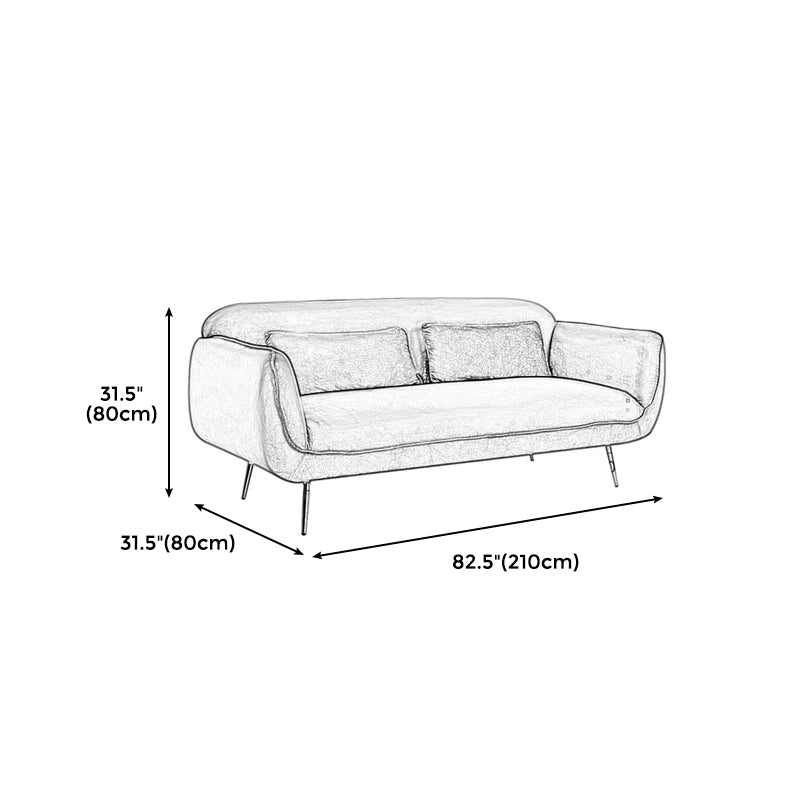 Velvet Modern Standard Tight Back Sofa 30"W Square Arm with Bolster Pillows Clearhalo 'furn' 'furn_sofas' 'Furniture' 'furniture_sofas' 'kitchen' 'kitchen_sofas' 'Living Room Furniture' 'Sofa' 'sofas' 4595869
