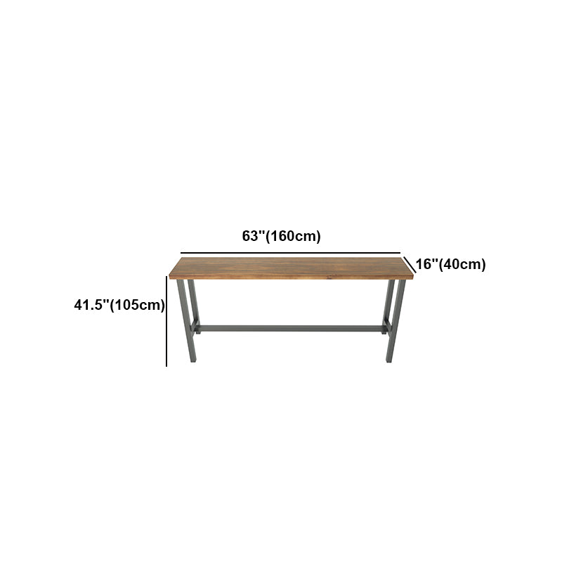Brown Modern Style Bar Table Pine Wood and Iron Outdoor Bar Table Clearhalo 'Bar Furniture' 'Bar Tables' 'bar_tables' 'furn' 'furn_bar_tables' 'Furniture' 'furniture_bar_tables' 'Kitchen & Dining Furniture' 4598170