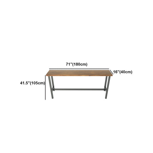 Brown Modern Style Bar Table Pine Wood and Iron Outdoor Bar Table Clearhalo 'Bar Furniture' 'Bar Tables' 'bar_tables' 'furn' 'furn_bar_tables' 'Furniture' 'furniture_bar_tables' 'Kitchen & Dining Furniture' 4598171