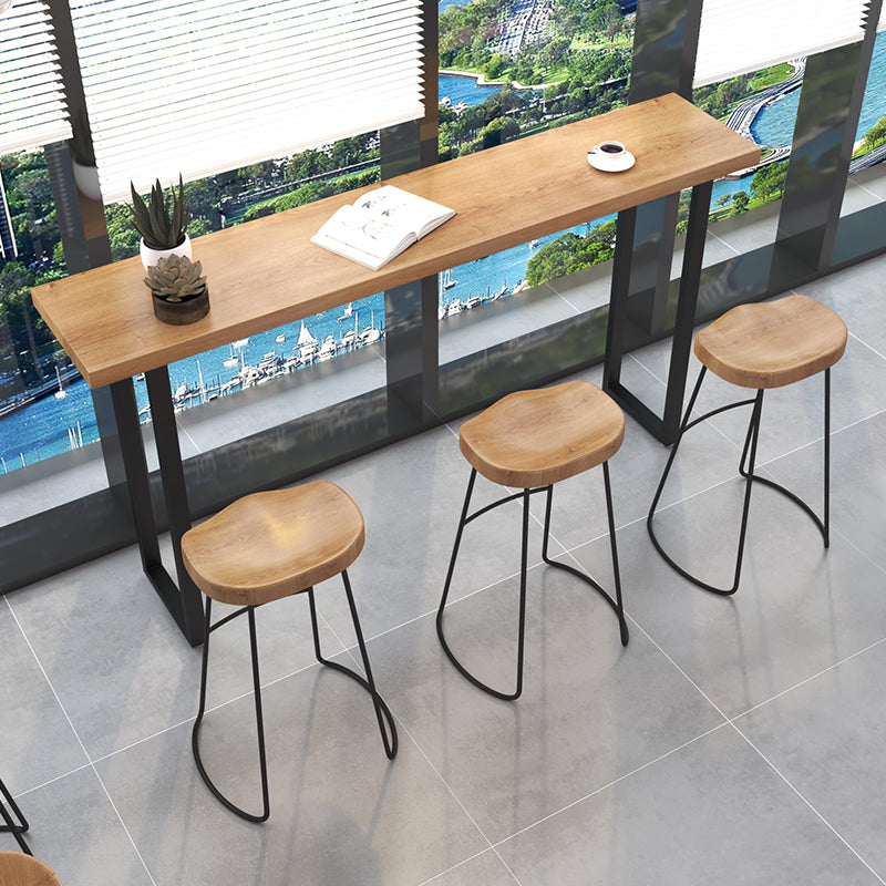 Brown Modern Style Table Pine Wood and Iron Breakroom Bar Table Without Chairs Clearhalo 'Bar Furniture' 'Bar Tables' 'bar_tables' 'furn' 'furn_bar_tables' 'Furniture' 'furniture_bar_tables' 'Kitchen & Dining Furniture' 4598172