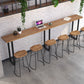 Brown Modern Style Table Pine Wood and Iron Breakroom Bar Table 102.4"L x 15.7"W x 41.3"H Without Chairs Clearhalo 'Bar Furniture' 'Bar Tables' 'bar_tables' 'furn' 'furn_bar_tables' 'Furniture' 'furniture_bar_tables' 'Kitchen & Dining Furniture' 4598173