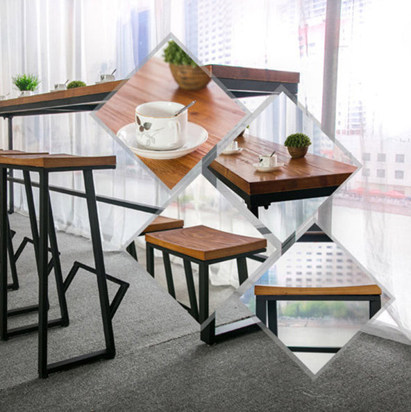 Brown Modern Style Bar Table Solid Wood and Iron Breakroom Bar Table Clearhalo 'Bar Furniture' 'Bar Tables' 'bar_tables' 'furn' 'furn_bar_tables' 'Furniture' 'furniture_bar_tables' 'Kitchen & Dining Furniture' 4598200