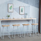 Light Brown Modern Style Bar Table Solid Wood and Iron Bar Table for Dining Room 55.1"L x 15.7"W x 41.3"H Without Chairs Clearhalo 'Bar Furniture' 'Bar Tables' 'bar_tables' 'furn' 'furn_bar_tables' 'Furniture' 'furniture_bar_tables' 'Kitchen & Dining Furniture' 4598225
