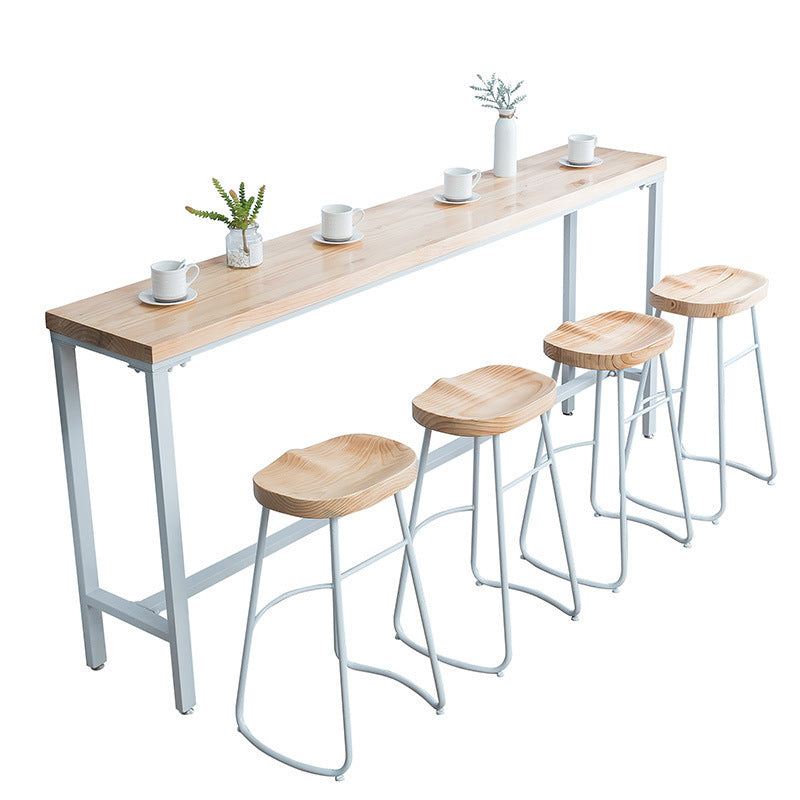 Light Brown Modern Style Bar Table Solid Wood and Iron Bar Table for Dining Room Without Chairs Clearhalo 'Bar Furniture' 'Bar Tables' 'bar_tables' 'furn' 'furn_bar_tables' 'Furniture' 'furniture_bar_tables' 'Kitchen & Dining Furniture' 4598226