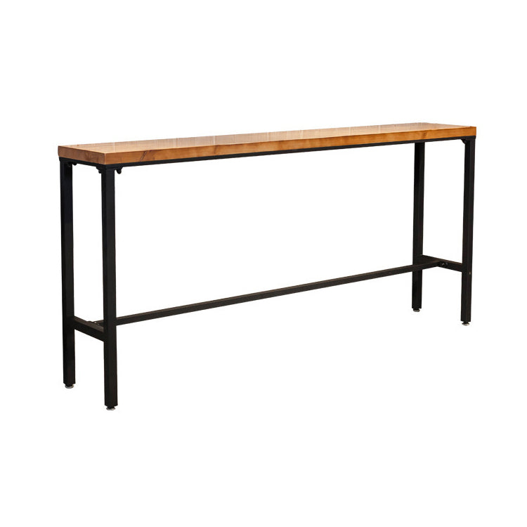 Brown Modern Style Bar Table Pinewood and Iron with Footrest Coffee Shop Table 47.2"L x 15.7"W x 41.3"H Without Chairs Clearhalo 'Bar Furniture' 'Bar Tables' 'bar_tables' 'furn' 'furn_bar_tables' 'Furniture' 'furniture_bar_tables' 'Kitchen & Dining Furniture' 4598239
