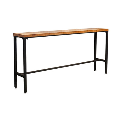 Brown Modern Style Bar Table Pinewood and Iron with Footrest Coffee Shop Table 47.2"L x 15.7"W x 41.3"H Without Chairs Clearhalo 'Bar Furniture' 'Bar Tables' 'bar_tables' 'furn' 'furn_bar_tables' 'Furniture' 'furniture_bar_tables' 'Kitchen & Dining Furniture' 4598239