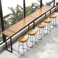 Brown Modern Style Bar Table Solid Wood and Metal with Footrest Coffee Shop Table 94.5"L x 15.7"W x 41.3"H Without Chairs Clearhalo 'Bar Furniture' 'Bar Tables' 'bar_tables' 'furn' 'furn_bar_tables' 'Furniture' 'furniture_bar_tables' 'Kitchen & Dining Furniture' 4598246