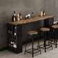 Solid Wood Pub Table with Rectangle Table Top Double Pedestal Table - 41.3" H 70.9"L x 19.7"W x 41.3"H Black Without Chairs Clearhalo 'Bar Furniture' 'Bar Tables' 'bar_tables' 'furn' 'furn_bar_tables' 'Furniture' 'furniture_bar_tables' 'Kitchen & Dining Furniture' 4598264