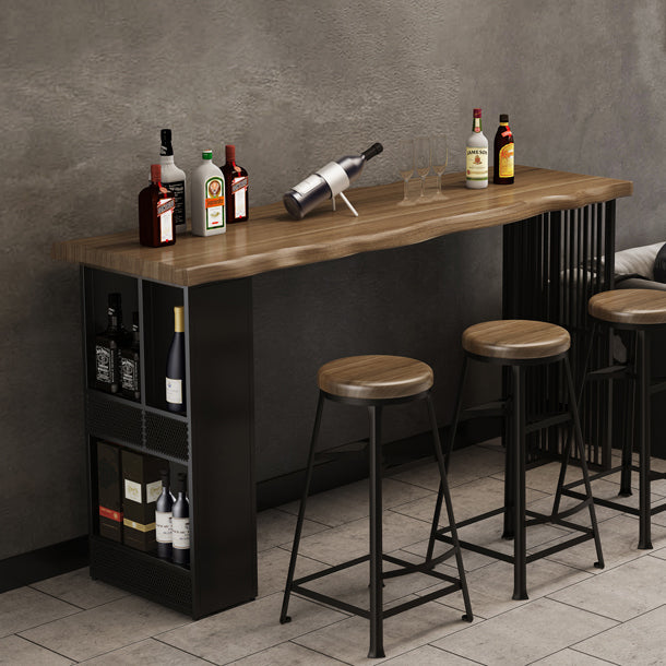 Solid Wood Pub Table with Rectangle Table Top Double Pedestal Table - 41.3" H 70.9"L x 19.7"W x 41.3"H Black Without Chairs Clearhalo 'Bar Furniture' 'Bar Tables' 'bar_tables' 'furn' 'furn_bar_tables' 'Furniture' 'furniture_bar_tables' 'Kitchen & Dining Furniture' 4598264