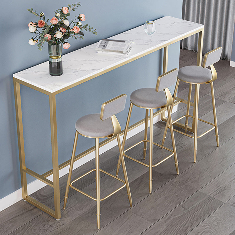 White Glam Style Bar Table Faux Marble Milk Tea Shop Bar Table Clearhalo 'Bar Furniture' 'Bar Tables' 'bar_tables' 'furn' 'furn_bar_tables' 'Furniture' 'furniture_bar_tables' 'Kitchen & Dining Furniture' 4598282
