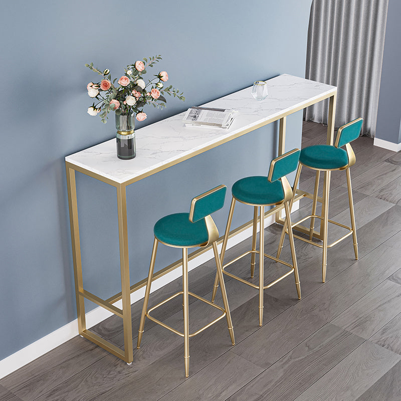 White Glam Style Bar Table Faux Marble Milk Tea Shop Bar Table Clearhalo 'Bar Furniture' 'Bar Tables' 'bar_tables' 'furn' 'furn_bar_tables' 'Furniture' 'furniture_bar_tables' 'Kitchen & Dining Furniture' 4598283
