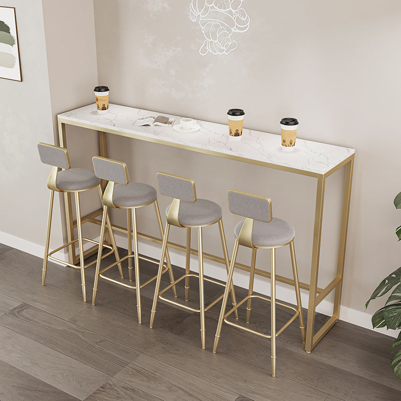 White Glam Style Bar Table Faux Marble Milk Tea Shop Bar Table Clearhalo 'Bar Furniture' 'Bar Tables' 'bar_tables' 'furn' 'furn_bar_tables' 'Furniture' 'furniture_bar_tables' 'Kitchen & Dining Furniture' 4598285