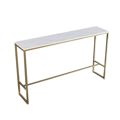 White Glam Style Bar Table Faux Marble Milk Tea Shop Bar Table Without Chairs Clearhalo 'Bar Furniture' 'Bar Tables' 'bar_tables' 'furn' 'furn_bar_tables' 'Furniture' 'furniture_bar_tables' 'Kitchen & Dining Furniture' 4598286