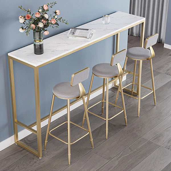 White Glam Style Bar Table Faux Marble Milk Tea Shop Bar Table Clearhalo 'Bar Furniture' 'Bar Tables' 'bar_tables' 'furn' 'furn_bar_tables' 'Furniture' 'furniture_bar_tables' 'Kitchen & Dining Furniture' 4598287