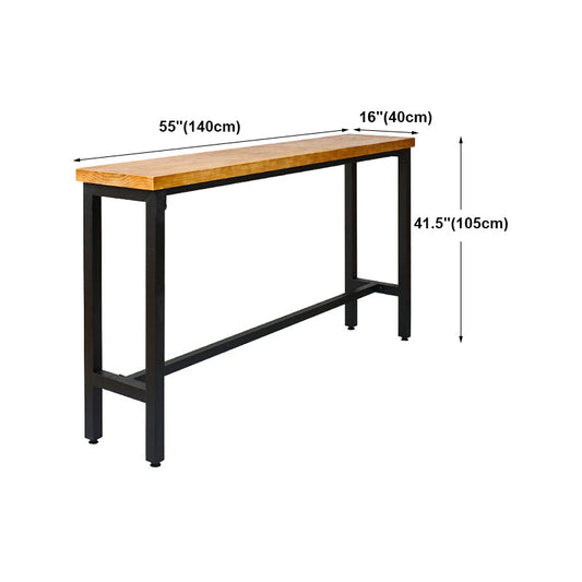 Industrial Solid Wood Pub Table with Rectangle Table Top Trestle Table - 41.3" H Clearhalo 'Bar Furniture' 'Bar Tables' 'bar_tables' 'furn' 'furn_bar_tables' 'Furniture' 'furniture_bar_tables' 'Kitchen & Dining Furniture' 4598303