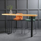 Wood Counter Table with Rectangle Table Top Double Pedestal Table- 41.3" H 78.7"L x 15.7"W x 41.3"H Without Chairs Clearhalo 'Bar Furniture' 'Bar Tables' 'bar_tables' 'furn' 'furn_bar_tables' 'Furniture' 'furniture_bar_tables' 'Kitchen & Dining Furniture' 4598322