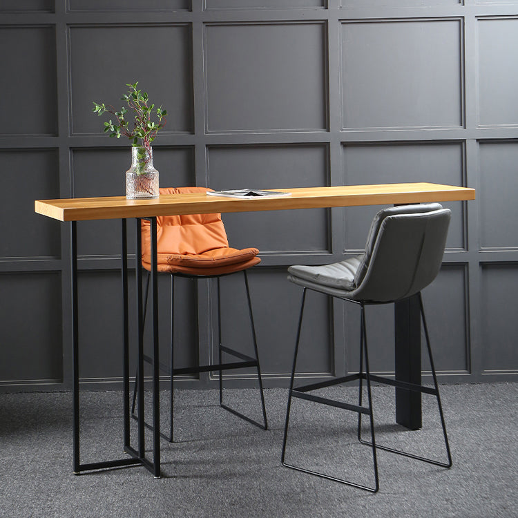 Wood Counter Table with Rectangle Table Top Double Pedestal Table- 41.3" H 70.9"L x 15.7"W x 41.3"H Without Chairs Clearhalo 'Bar Furniture' 'Bar Tables' 'bar_tables' 'furn' 'furn_bar_tables' 'Furniture' 'furniture_bar_tables' 'Kitchen & Dining Furniture' 4598323