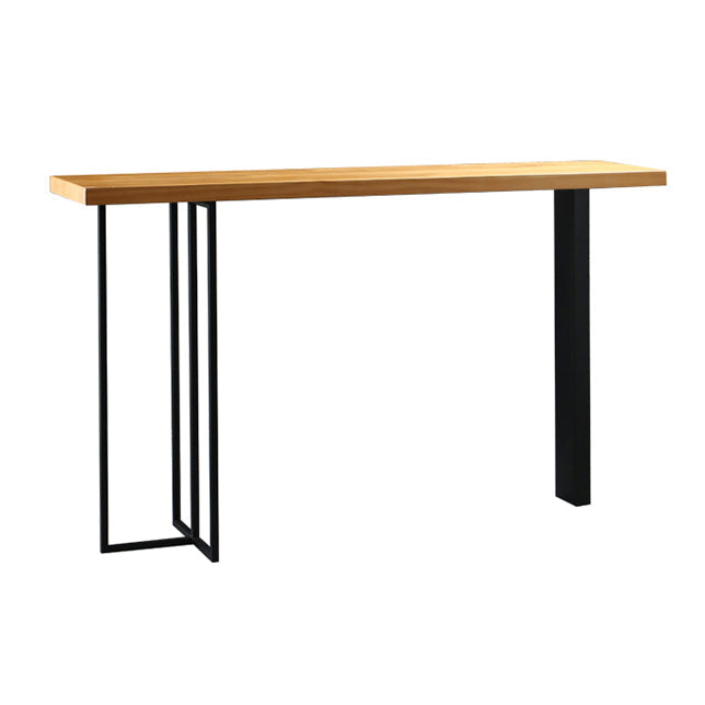Wood Counter Table with Rectangle Table Top Double Pedestal Table- 41.3" H Without Chairs Clearhalo 'Bar Furniture' 'Bar Tables' 'bar_tables' 'furn' 'furn_bar_tables' 'Furniture' 'furniture_bar_tables' 'Kitchen & Dining Furniture' 4598326