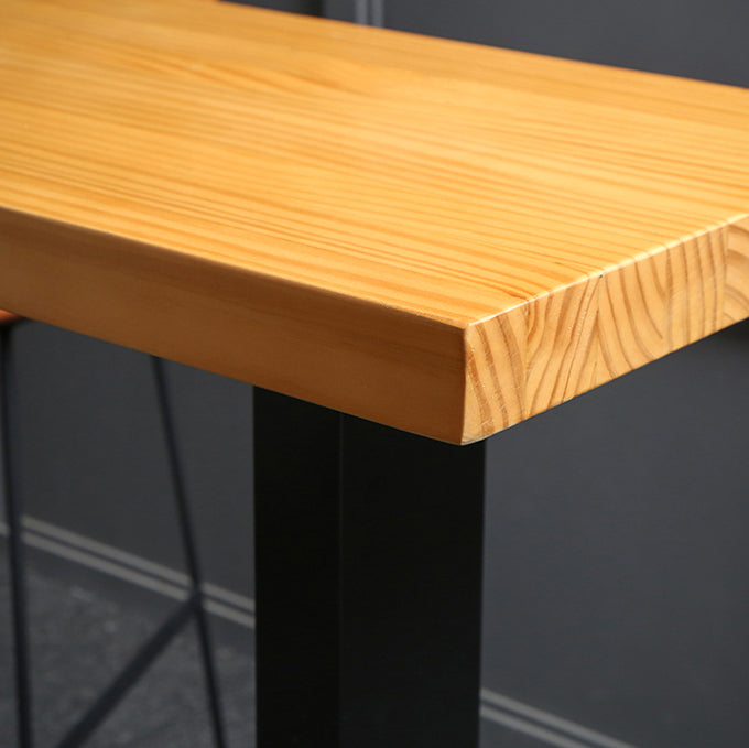 Wood Counter Table with Rectangle Table Top Double Pedestal Table- 41.3" H Clearhalo 'Bar Furniture' 'Bar Tables' 'bar_tables' 'furn' 'furn_bar_tables' 'Furniture' 'furniture_bar_tables' 'Kitchen & Dining Furniture' 4598328