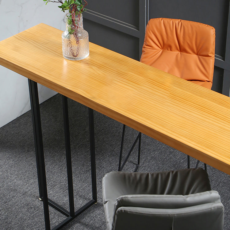 Wood Counter Table with Rectangle Table Top Double Pedestal Table- 41.3" H Clearhalo 'Bar Furniture' 'Bar Tables' 'bar_tables' 'furn' 'furn_bar_tables' 'Furniture' 'furniture_bar_tables' 'Kitchen & Dining Furniture' 4598330