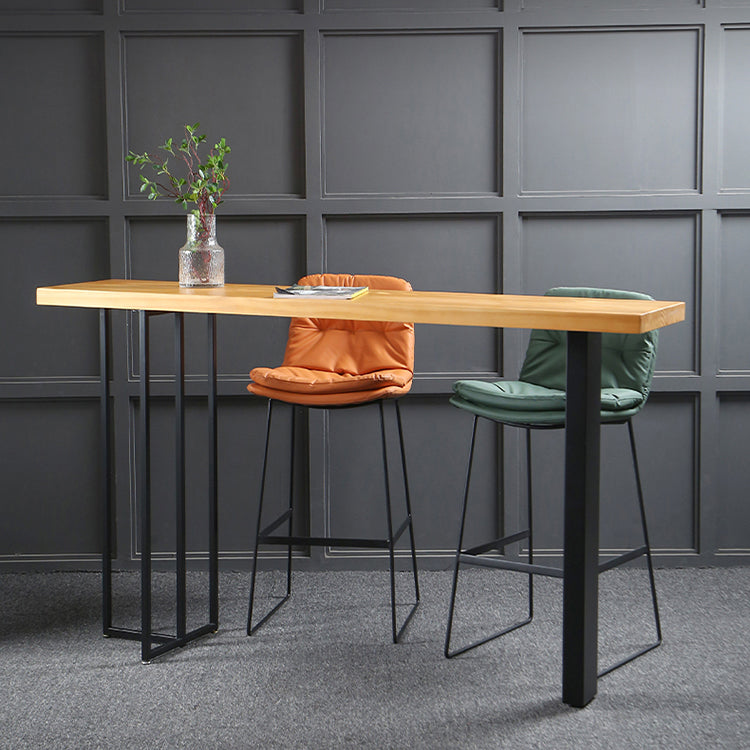 Wood Counter Table with Rectangle Table Top Double Pedestal Table- 41.3" H Clearhalo 'Bar Furniture' 'Bar Tables' 'bar_tables' 'furn' 'furn_bar_tables' 'Furniture' 'furniture_bar_tables' 'Kitchen & Dining Furniture' 4598331