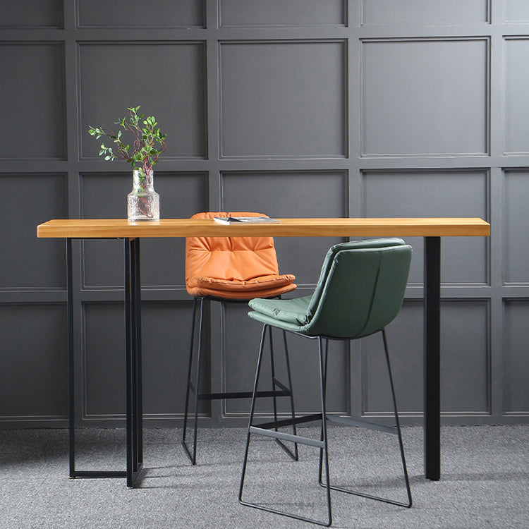 Wood Counter Table with Rectangle Table Top Double Pedestal Table- 41.3" H Clearhalo 'Bar Furniture' 'Bar Tables' 'bar_tables' 'furn' 'furn_bar_tables' 'Furniture' 'furniture_bar_tables' 'Kitchen & Dining Furniture' 4598334