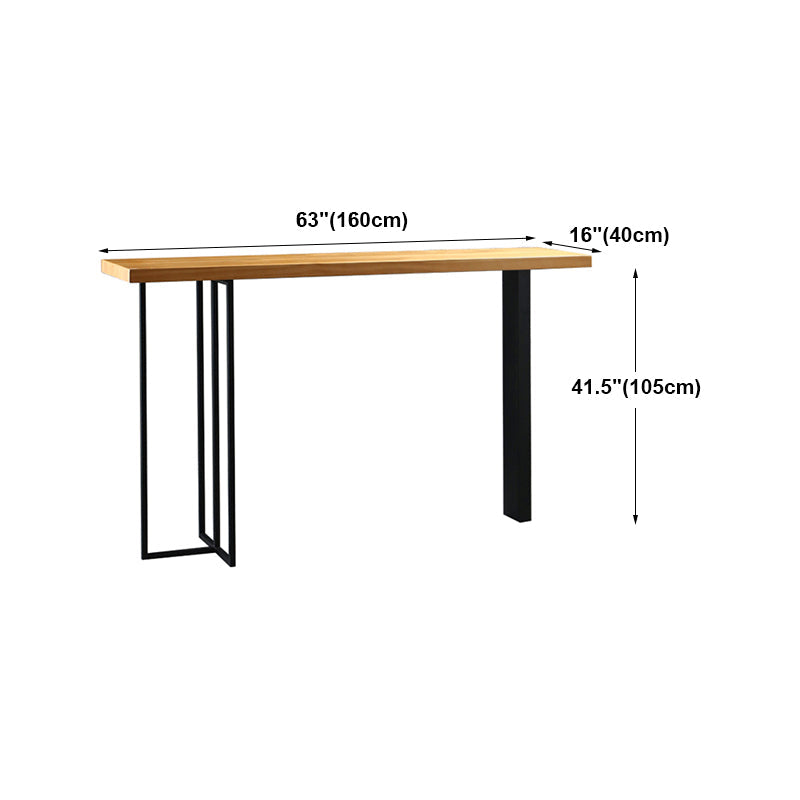 Wood Counter Table with Rectangle Table Top Double Pedestal Table- 41.3" H Clearhalo 'Bar Furniture' 'Bar Tables' 'bar_tables' 'furn' 'furn_bar_tables' 'Furniture' 'furniture_bar_tables' 'Kitchen & Dining Furniture' 4598339