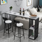 Marble Bistro Bar Desk with Rectangle Table Top Double Pedestal Table - 41.3" H Clearhalo 'Bar Furniture' 'Bar Tables' 'bar_tables' 'furn' 'furn_bar_tables' 'Furniture' 'furniture_bar_tables' 'Kitchen & Dining Furniture' 4598354