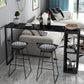 Marble Bistro Bar Desk with Rectangle Table Top Double Pedestal Table - 41.3" H Black Without Chairs Clearhalo 'Bar Furniture' 'Bar Tables' 'bar_tables' 'furn' 'furn_bar_tables' 'Furniture' 'furniture_bar_tables' 'Kitchen & Dining Furniture' 4598355