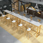 Glam Wood Counter Table with Rectangle Table Top Trestle Table - 41.3" H 110.2"L x 15.7"W x 41.3"H Wood Without Chairs Clearhalo 'Bar Furniture' 'Bar Tables' 'bar_tables' 'furn' 'furn_bar_tables' 'Furniture' 'furniture_bar_tables' 'Kitchen & Dining Furniture' 4598363