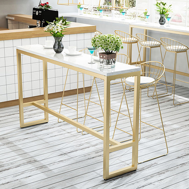 Glam Wood Counter Table with Rectangle Table Top Trestle Table - 41.3" H Clearhalo 'Bar Furniture' 'Bar Tables' 'bar_tables' 'furn' 'furn_bar_tables' 'Furniture' 'furniture_bar_tables' 'Kitchen & Dining Furniture' 4598374