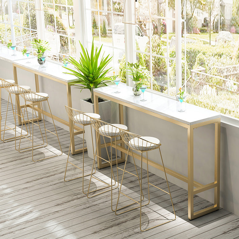 Glam Wood Counter Table with Rectangle Table Top Trestle Table - 41.3" H Clearhalo 'Bar Furniture' 'Bar Tables' 'bar_tables' 'furn' 'furn_bar_tables' 'Furniture' 'furniture_bar_tables' 'Kitchen & Dining Furniture' 4598375
