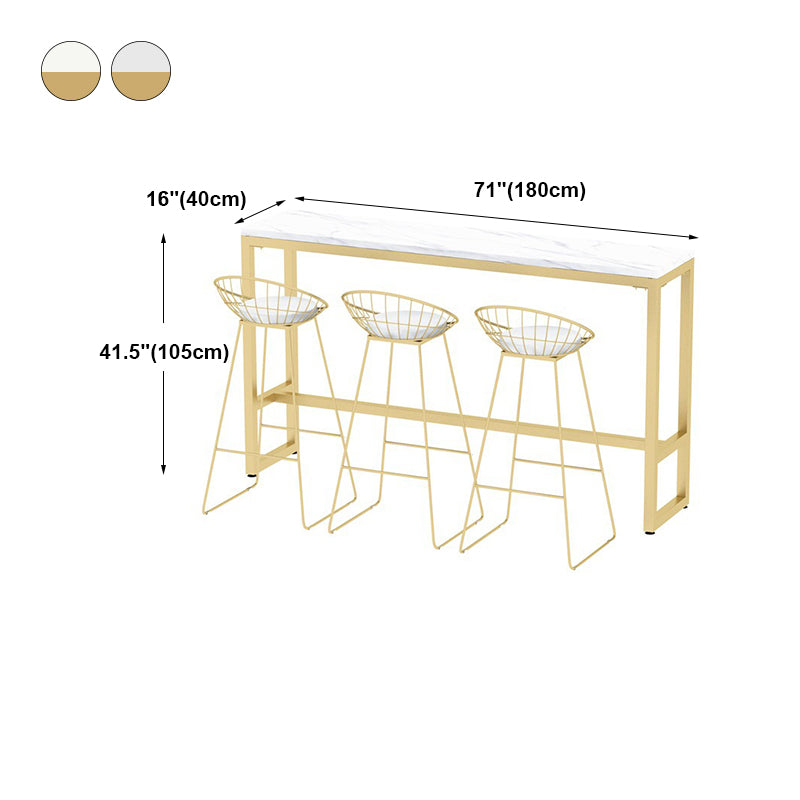 Glam Wood Counter Table with Rectangle Table Top Trestle Table - 41.3" H Clearhalo 'Bar Furniture' 'Bar Tables' 'bar_tables' 'furn' 'furn_bar_tables' 'Furniture' 'furniture_bar_tables' 'Kitchen & Dining Furniture' 4598381