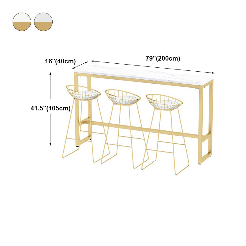 Glam Wood Counter Table with Rectangle Table Top Trestle Table - 41.3" H Clearhalo 'Bar Furniture' 'Bar Tables' 'bar_tables' 'furn' 'furn_bar_tables' 'Furniture' 'furniture_bar_tables' 'Kitchen & Dining Furniture' 4598382